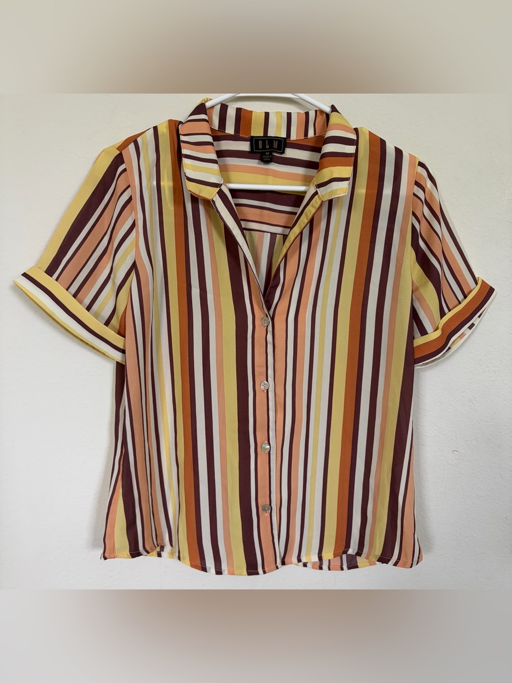 OLM Women's Striped Button-Down Shirt in Multi-Color